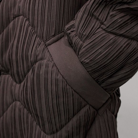 Issey Miyake Taupe Pleated Quilted Coat - Picture 7 of 10